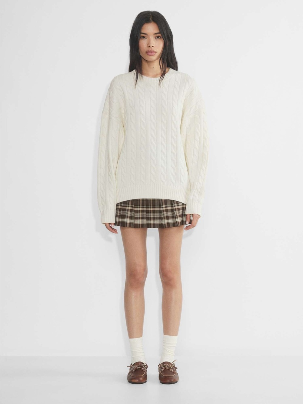 NEW Aritzia Peggy Merino wool crewneck cable-knit sweater Size M